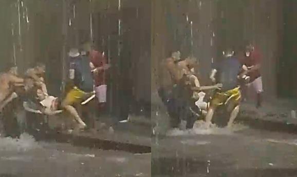 Um grupo de homens conseguiu retirar a vítima do local de risco
