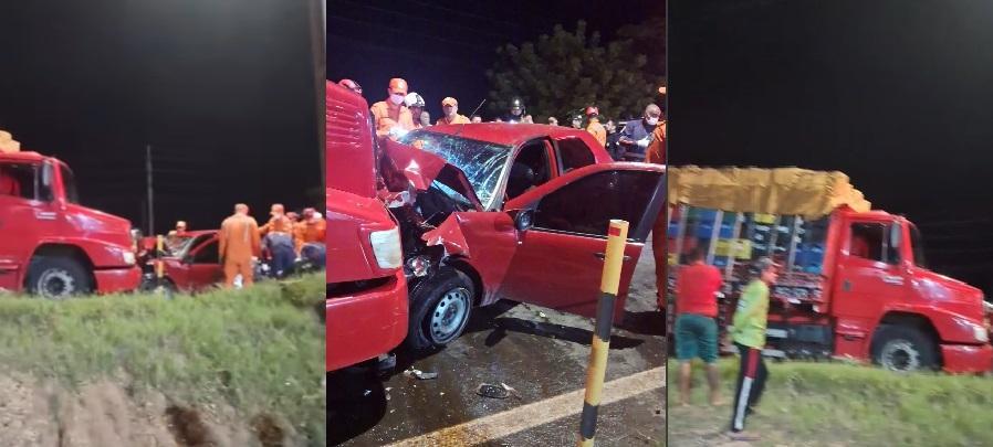 Colisão entre caminhão e Fiat Palio deixa uma pessoa morta em Teresina