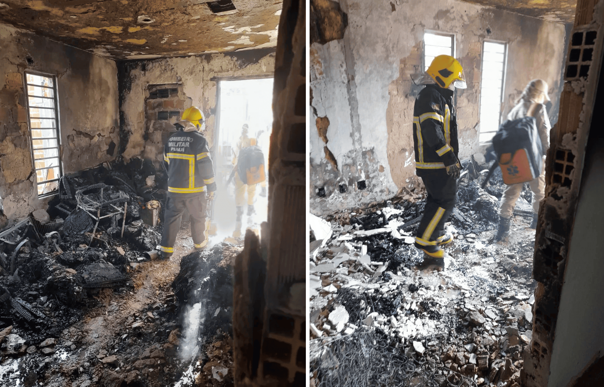 Casa pega fogo e moradora é resgatada desacordada