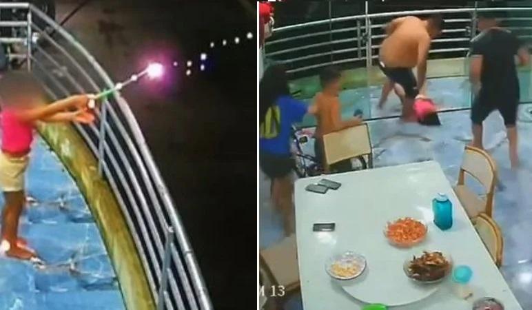 Nicoly tocou o brinquedo no fio de alta tensão que fica próximo a varanda de sua casa