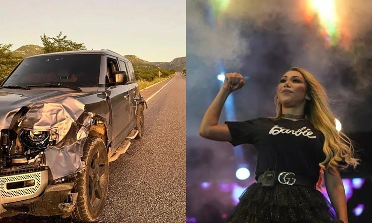 Veículo em que a cantora e a equipe estavam