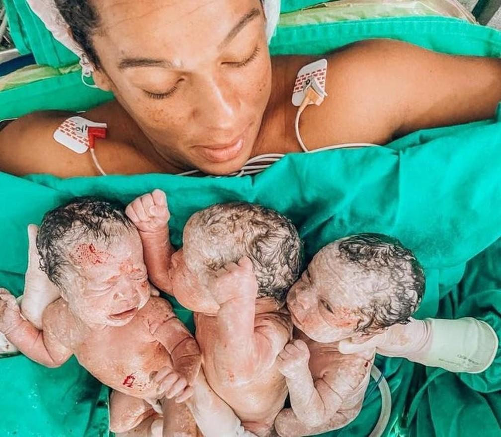 Vitória, Breno e Valentina nasceram na tarde de terça-feira (26)