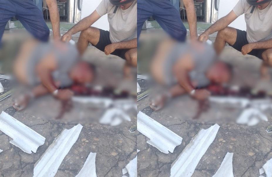 Ele estava fazendo reparos no teto da loja e a estrutura não suportou seu peso