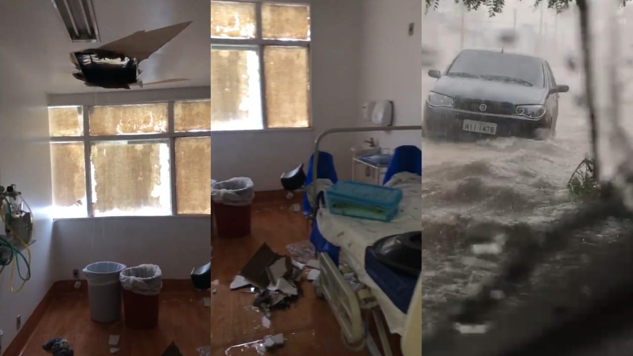 Chuva alaga setores da maternidade Evangelina Rosa e ruas de Teresina