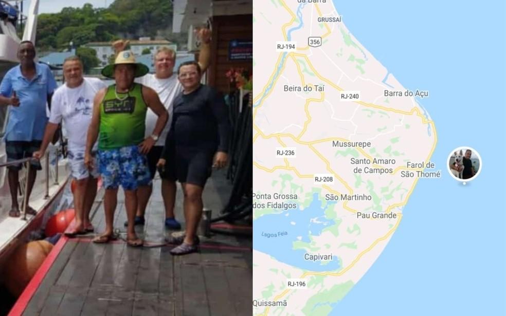 No último contato, um dos tripulantes mandou a localização da embarcação.