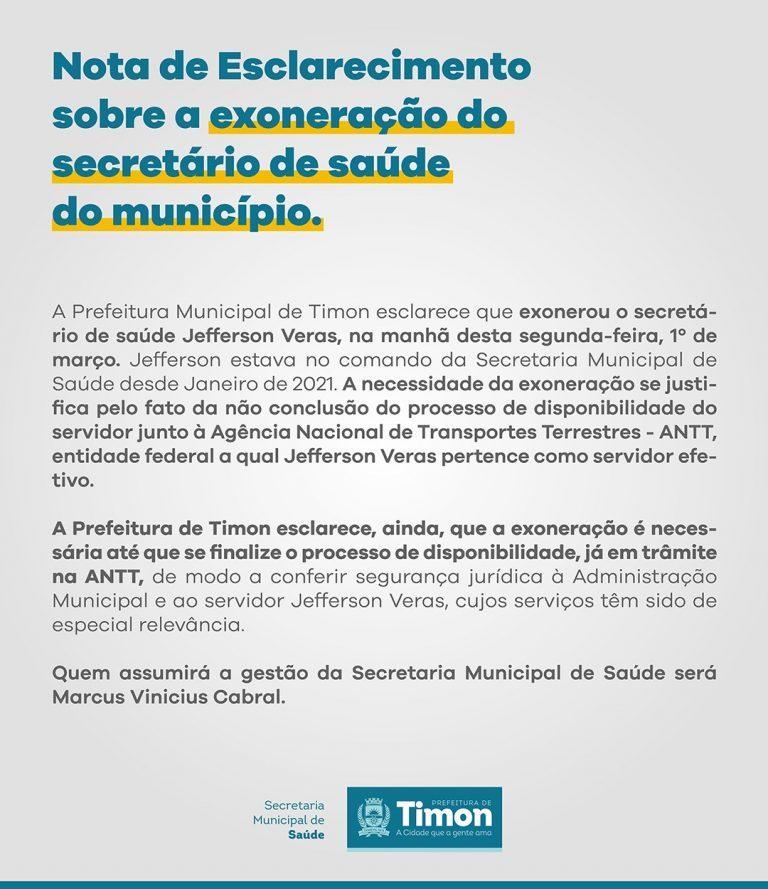Prefeitura informa o motivo da exoneração