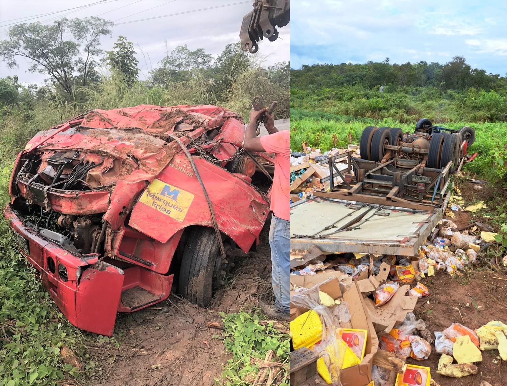 Caminhão ficou totalmente destruido