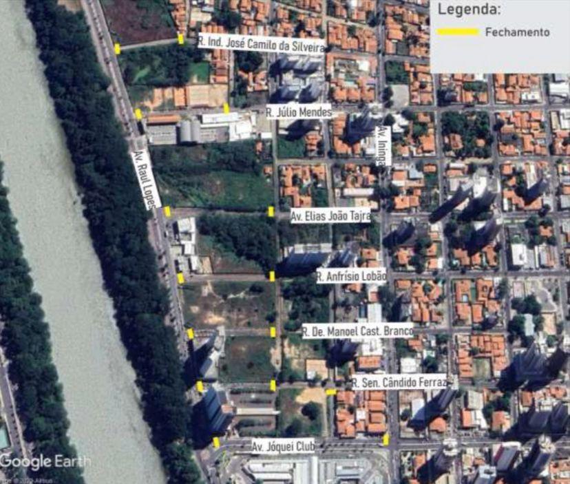 Trechos que serão interditados pela Strans