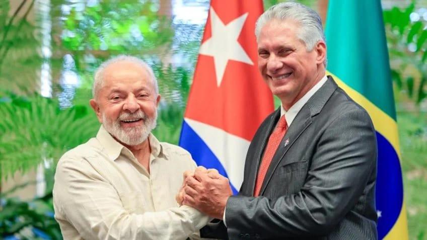 Presidente da Cuba Miguel Díaz-Canel com o Presidente do Brasil, Lula