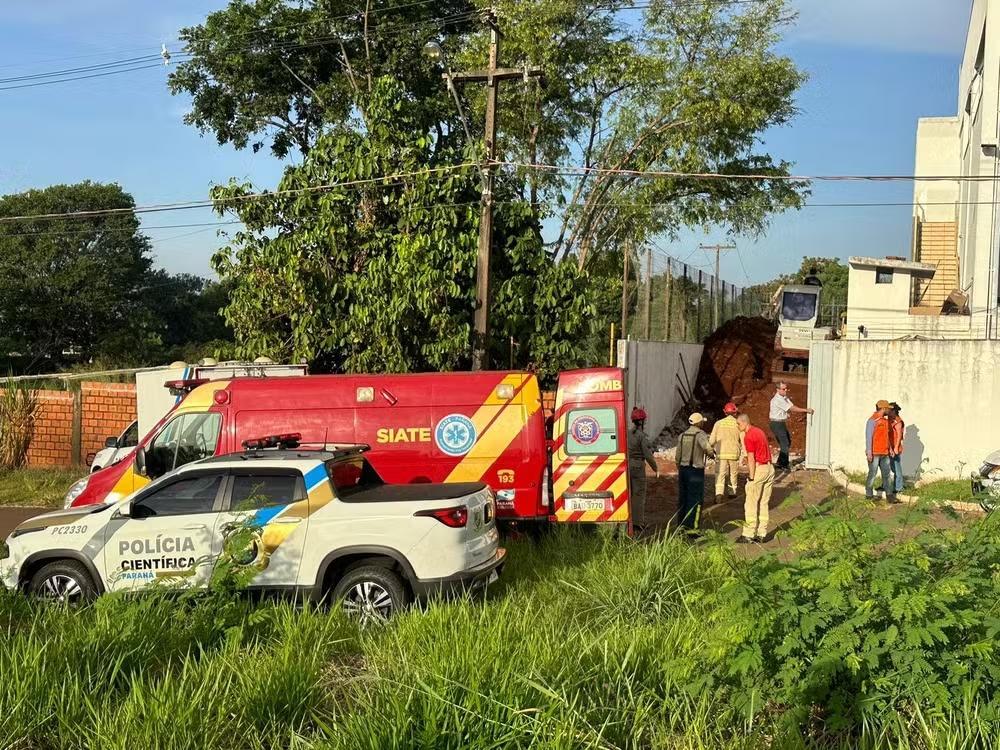 Jovem morre soterrado em vala de três metros de profundidade durante obra em Maringá, dizem bombeiros