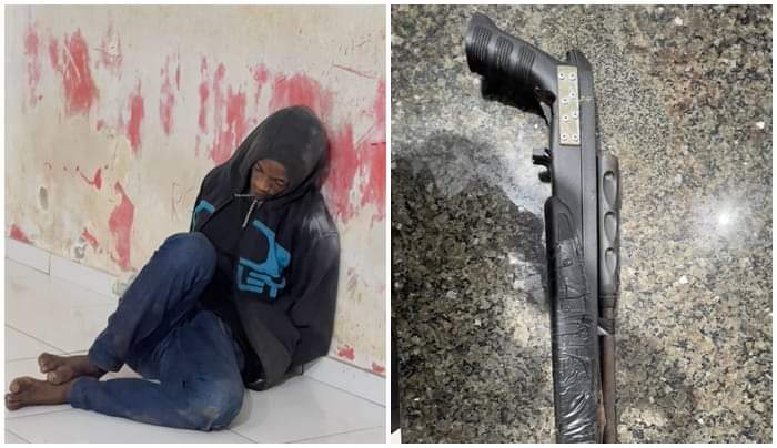 O criminoso estava portando um simulacro de arma de fogo