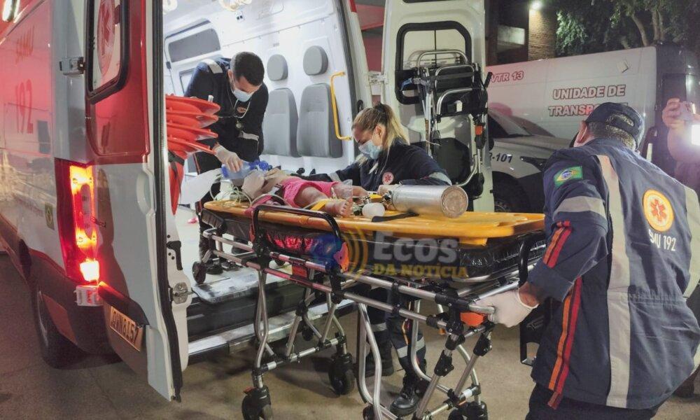 A criança foi levada ao hospital em estado grave