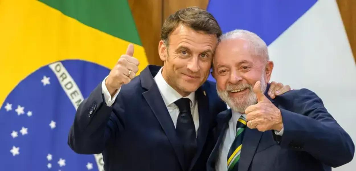 Emmanuel Macron e Luiz Inácio Lula da Silva