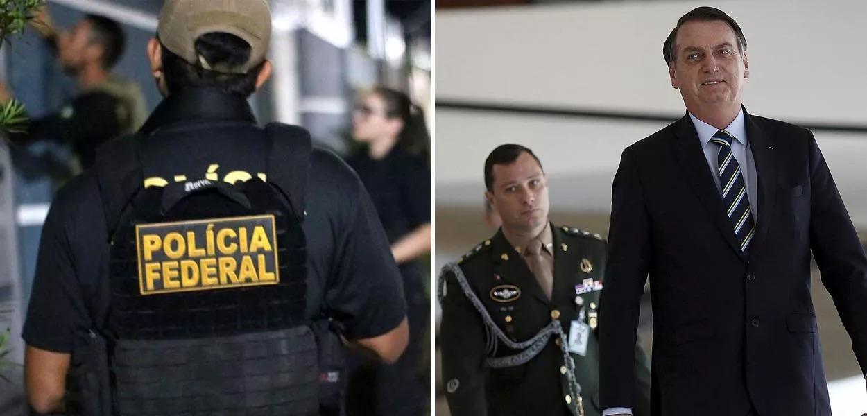 Polícia Federal e Mauro Cid com Jair Bolsonaro