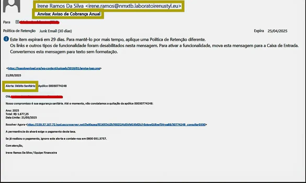 Anvisa alerta para tentativa de golpe