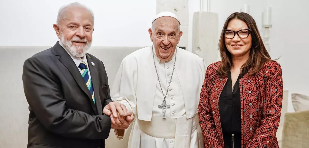 Presidente Luiz Inácio Lula da Silva durante encontro o papa Francisco, no Hotel Borgo Egnazia, em Puglia, Itália