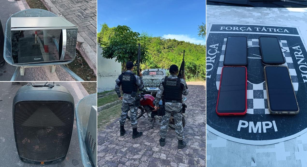 Objetos recuperados em ação da Polícia Militar
