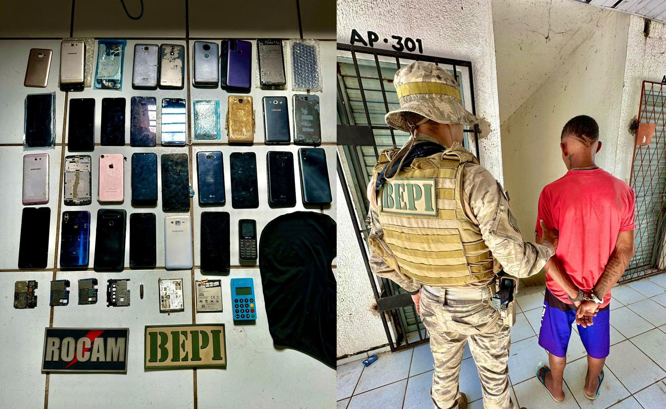 Suspeito de receptação é preso com 34 celulares roubados