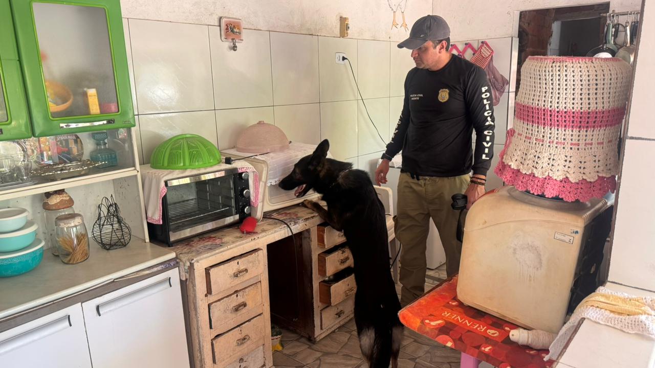 Na casa da presa foi encontrada drogas prontas para comercialização, balança de precisão e dinheiro em espécie